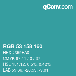 カラーコード: RGB 53 158 160 | qconv.com