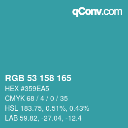 カラーコード: RGB 53 158 165 | qconv.com