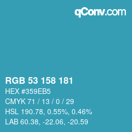 颜色代码: RGB 53 158 181 | qconv.com
