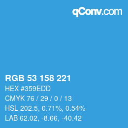 Color code: RGB 53 158 221 | qconv.com