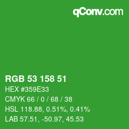 Color code: RGB 53 158 51 | qconv.com