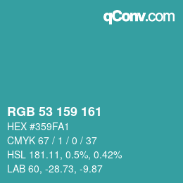 カラーコード: RGB 53 159 161 | qconv.com