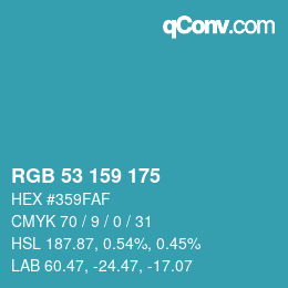 カラーコード: RGB 53 159 175 | qconv.com