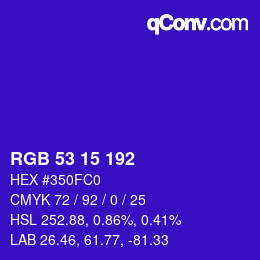 Color code: RGB 53 15 192 | qconv.com