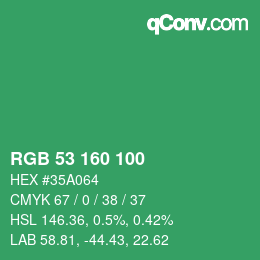 カラーコード: RGB 53 160 100 | qconv.com