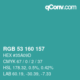Color code: RGB 53 160 157 | qconv.com