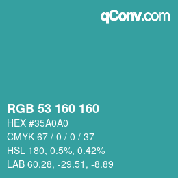 Color code: RGB 53 160 160 | qconv.com