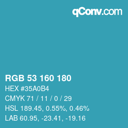 Color code: RGB 53 160 180 | qconv.com