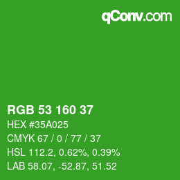 Color code: RGB 53 160 37 | qconv.com