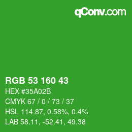 Color code: RGB 53 160 43 | qconv.com