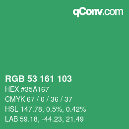 Color code: RGB 53 161 103 | qconv.com
