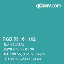 Color code: RGB 53 161 162 | qconv.com