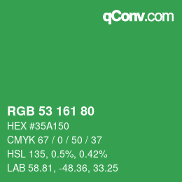 Color code: RGB 53 161 80 | qconv.com