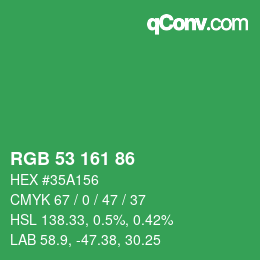 Code couleur: RGB 53 161 86 | qconv.com