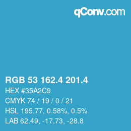 カラーコード: RGB 53 162.4 201.4 | qconv.com
