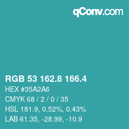 カラーコード: RGB 53 162.8 166.4 | qconv.com