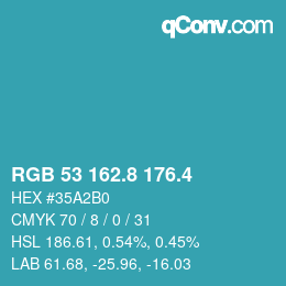 カラーコード: RGB 53 162.8 176.4 | qconv.com