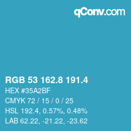 カラーコード: RGB 53 162.8 191.4 | qconv.com