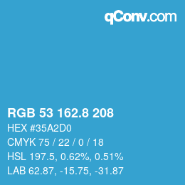 カラーコード: RGB 53 162.8 208 | qconv.com