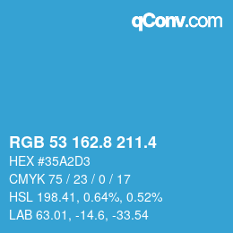 カラーコード: RGB 53 162.8 211.4 | qconv.com