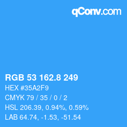 カラーコード: RGB 53 162.8 249 | qconv.com