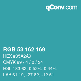 Color code: RGB 53 162 169 | qconv.com