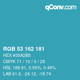 カラーコード: RGB 53 162 181 | qconv.com