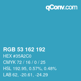 Color code: RGB 53 162 192 | qconv.com