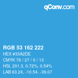 Color code: RGB 53 162 222 | qconv.com