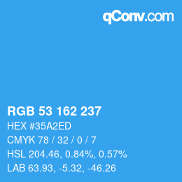 カラーコード: RGB 53 162 237 | qconv.com