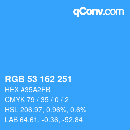 Color code: RGB 53 162 251 | qconv.com