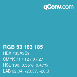 Color code: RGB 53 163 185 | qconv.com