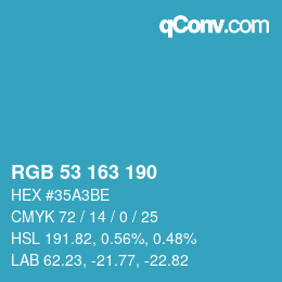カラーコード: RGB 53 163 190 | qconv.com