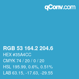 カラーコード: RGB 53 164.2 204.6 | qconv.com