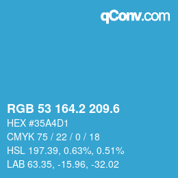 カラーコード: RGB 53 164.2 209.6 | qconv.com