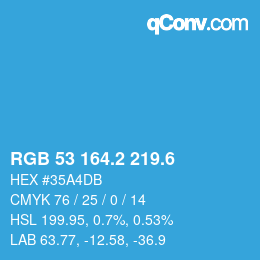 カラーコード: RGB 53 164.2 219.6 | qconv.com