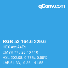 カラーコード: RGB 53 164.6 229.6 | qconv.com