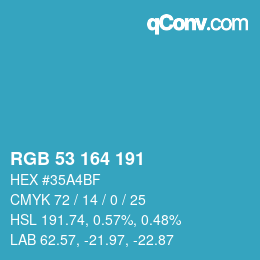 Color code: RGB 53 164 191 | qconv.com