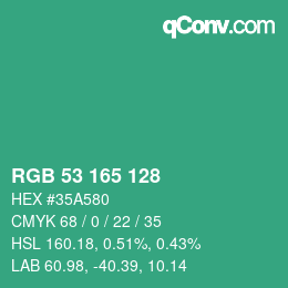 Color code: RGB 53 165 128 | qconv.com