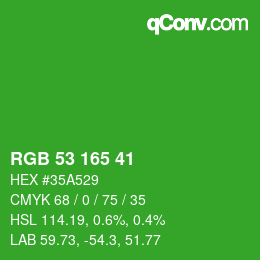 Color code: RGB 53 165 41 | qconv.com