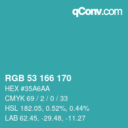 カラーコード: RGB 53 166 170 | qconv.com