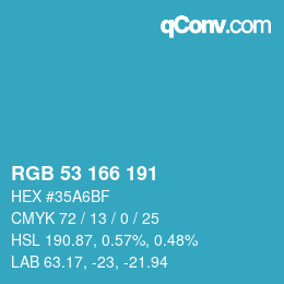 Color code: RGB 53 166 191 | qconv.com