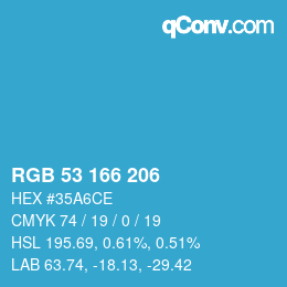 カラーコード: RGB 53 166 206 | qconv.com