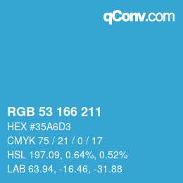 Color code: RGB 53 166 211 | qconv.com