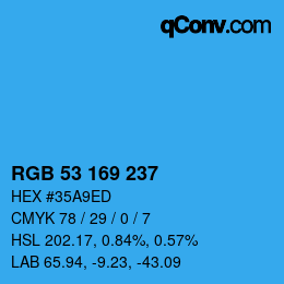 カラーコード: RGB 53 169 237 | qconv.com