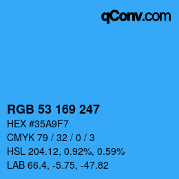 Color code: RGB 53 169 247 | qconv.com
