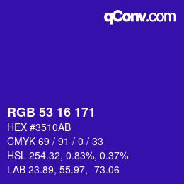 カラーコード: RGB 53 16 171 | qconv.com