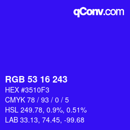 Color code: RGB 53 16 243 | qconv.com