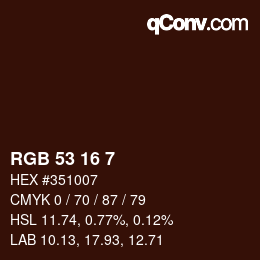 Color code: RGB 53 16 7 | qconv.com