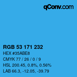 Color code: RGB 53 171 232 | qconv.com